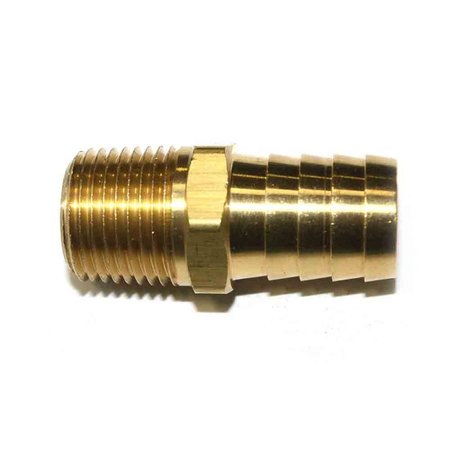 INTERSTATE PNEUMATICS Brass Hose Barb Fitting, Connector, 3/4 Inch Barb X 1/2 Inch NPT Male End FM89